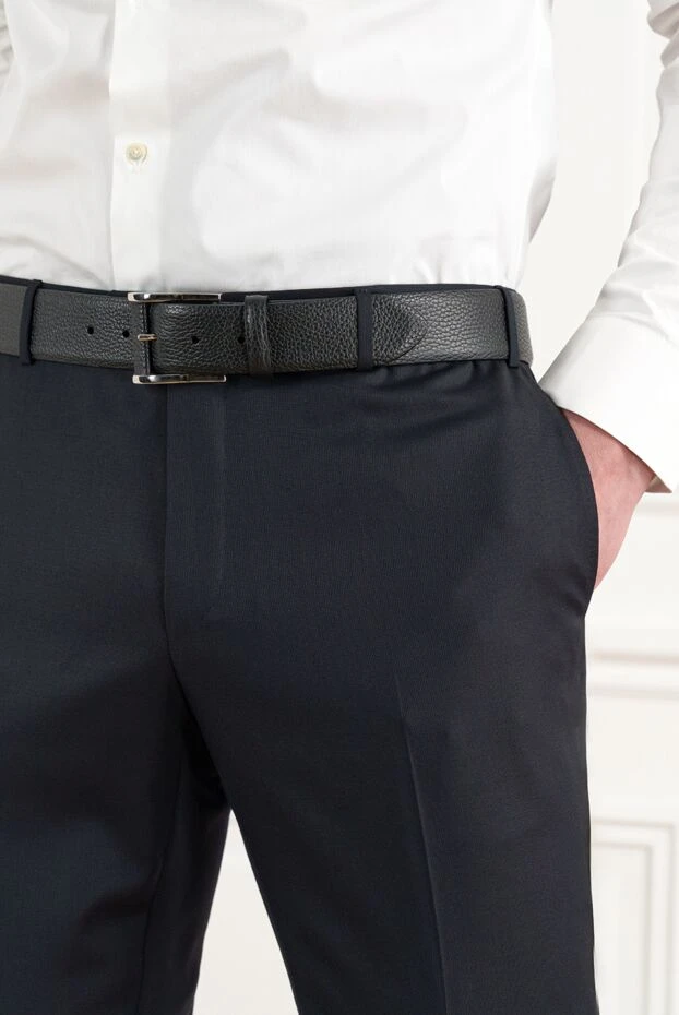 Cesare di Napoli ерлерге арналған қара дәнді былғары белбеуі 186416 - фото 2