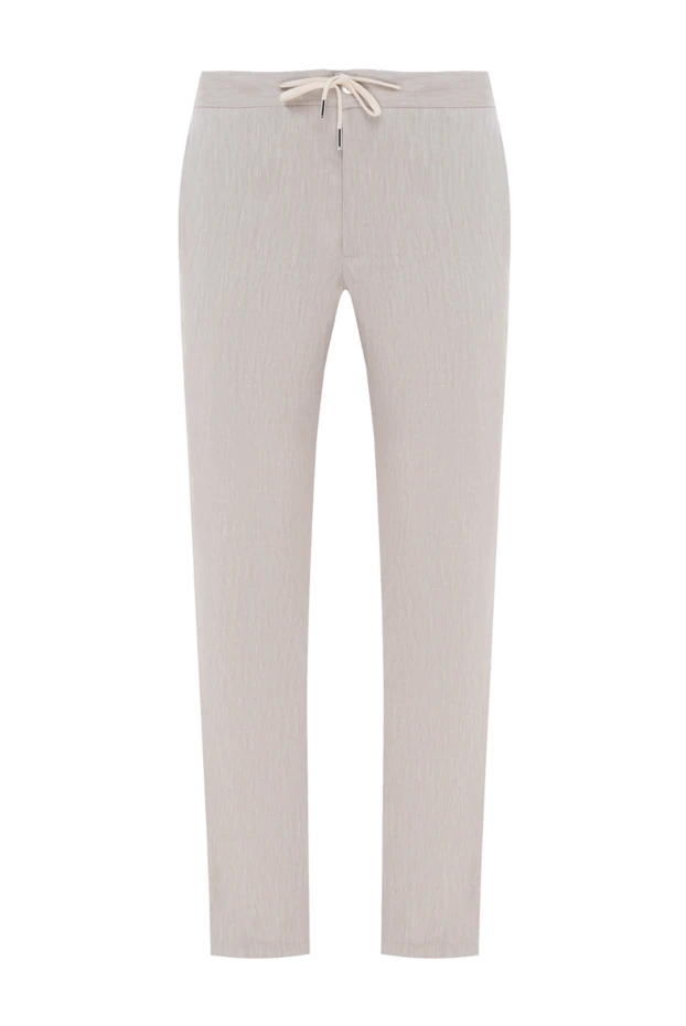Men's beige trousers with drawstring - photo 1