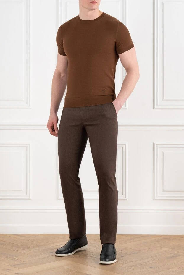 Cesare di Napoli брюки мужские коричневые на завязке 186420 - фото 2