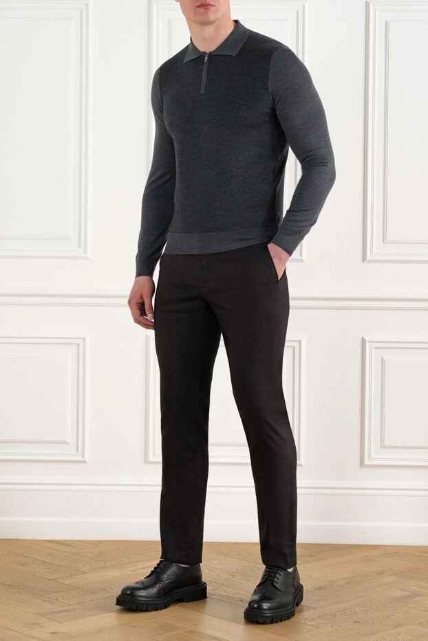 Cesare di Napoli зығыр мен жүннен тігілген қара ерлер шалбары 186422 - фото 2