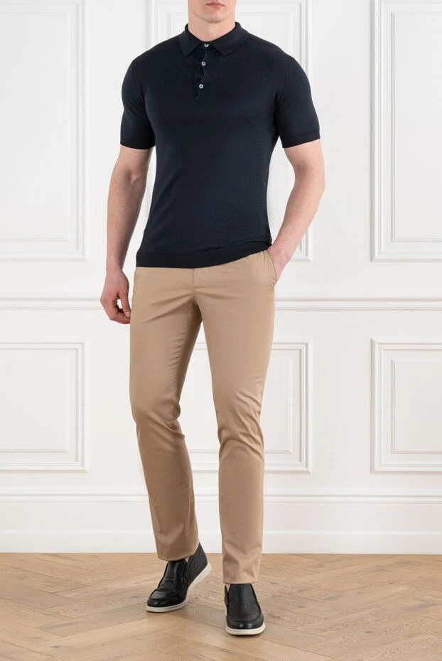 Cesare di Napoli белдік бауы бар бежевый мақта шалбар 186423 - фото 2