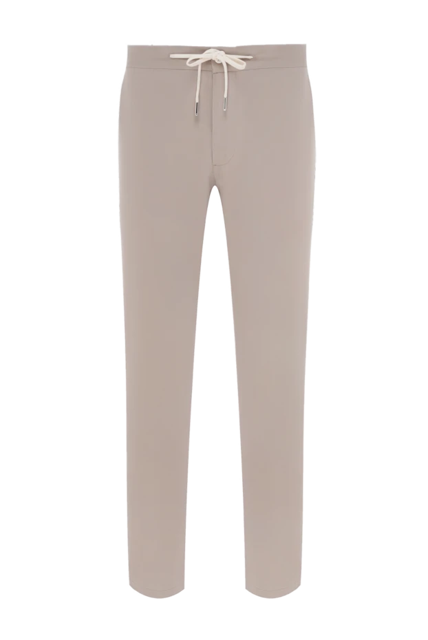 Light beige cotton trousers with a drawstring waistband - photo 1