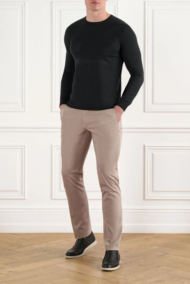 Cesare di Napoli ашық бежевый мақта-матадан, белдік белдігі бар шалбар 186424 - фото 2