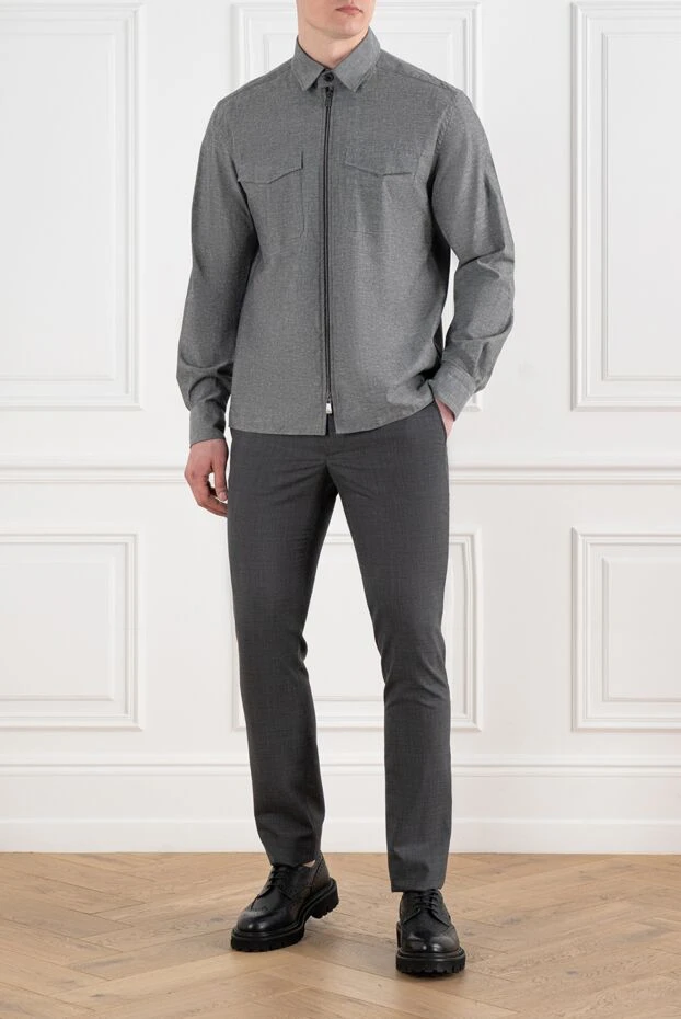 Cesare di Napoli жіпі бар сұр жүнді ерлерге арналған шалбар 186429 - фото 2