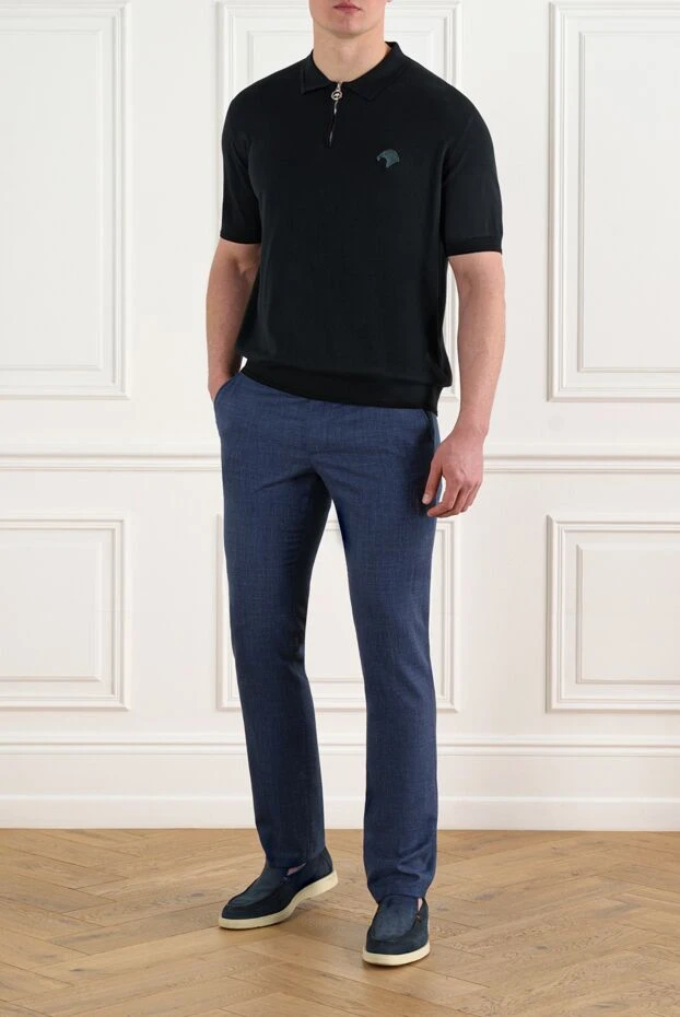 Cesare di Napoli табиғи матадан тігілген галстукпен ерлер көк шалбары 186436 - фото 2