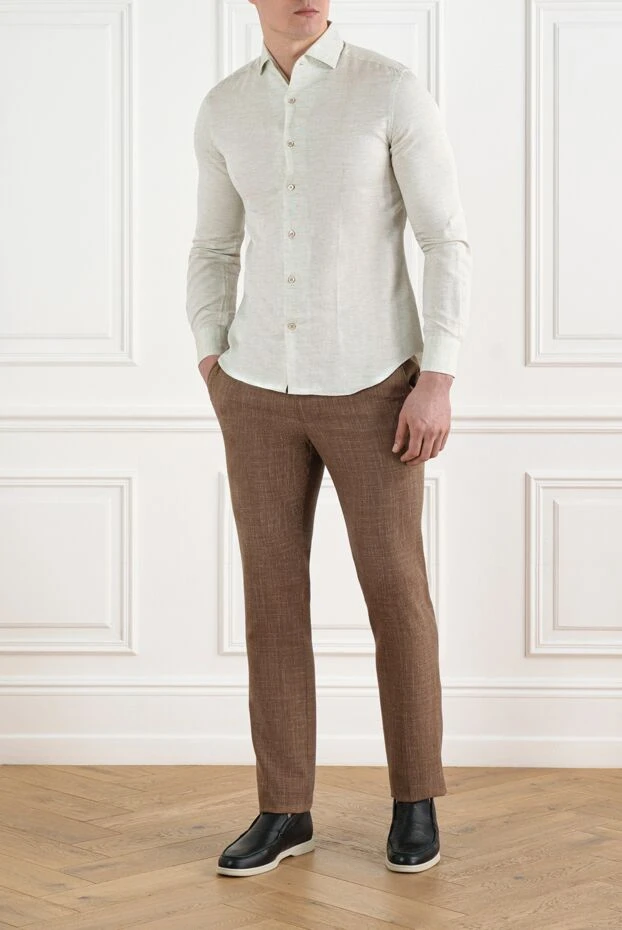 Cesare di Napoli табиғи матадан жасалған галстукпен ерлер қоңыр шалбары 186437 - фото 2