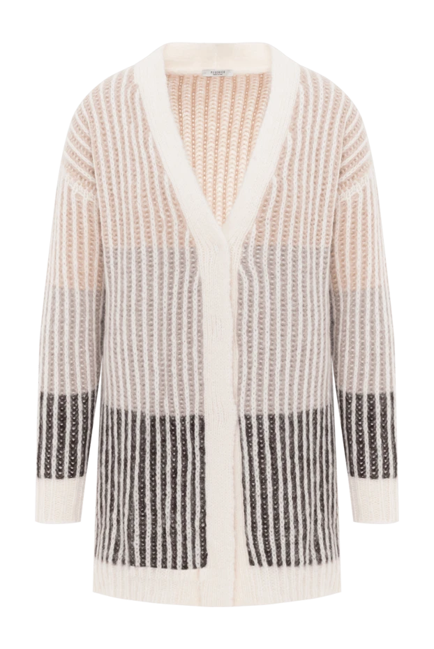 Women's beige striped long cardigan - photo 1