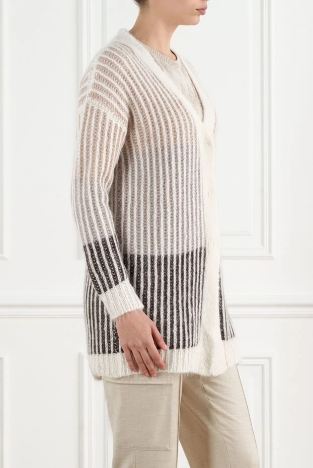 Peserico удлиненный кардиган в полоску бежевый женский 186444 - фото 3