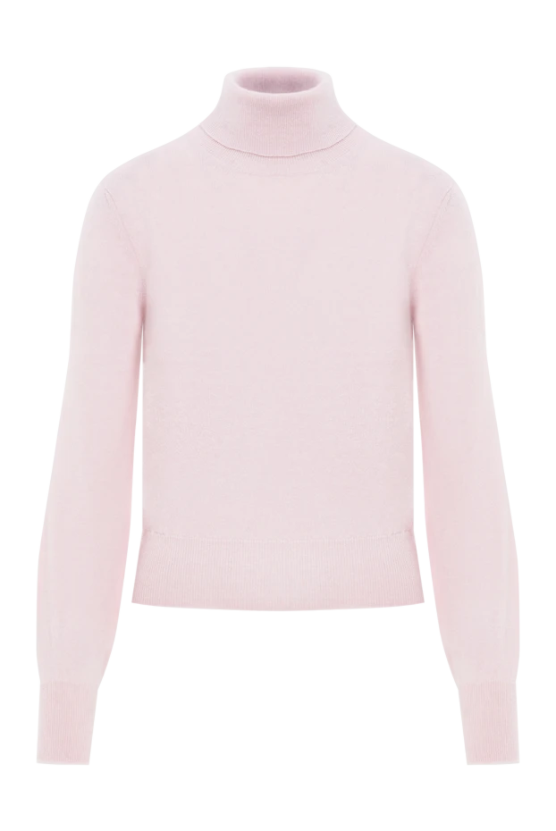 Women's pink knitted golf shirt made of wool and cashmere - photo 1