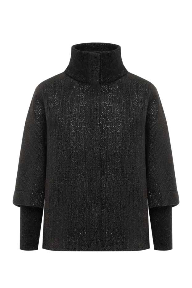 Куртка с пайетками и многослойными рукавами коричневого цвета - фото 1