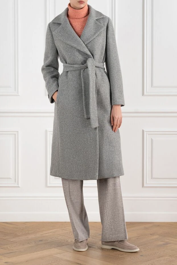 Peserico серое пальто женское с поясом 186447 - фото 2