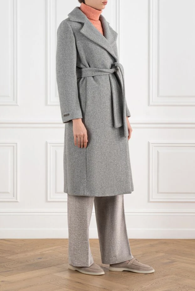 Peserico серое пальто женское с поясом 186447 - фото 3