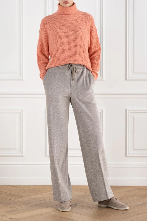 Женские брюки серые на кулиске - фото 2