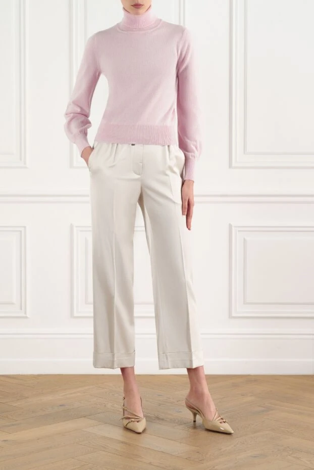 Галстук пен манжеттер бар әйелдердің бежевый шалбары - фото 2