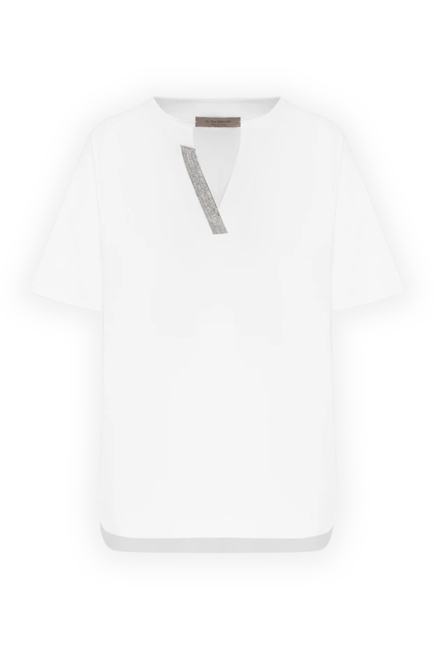 Women's white cotton blouse with short sleeves - photo 1