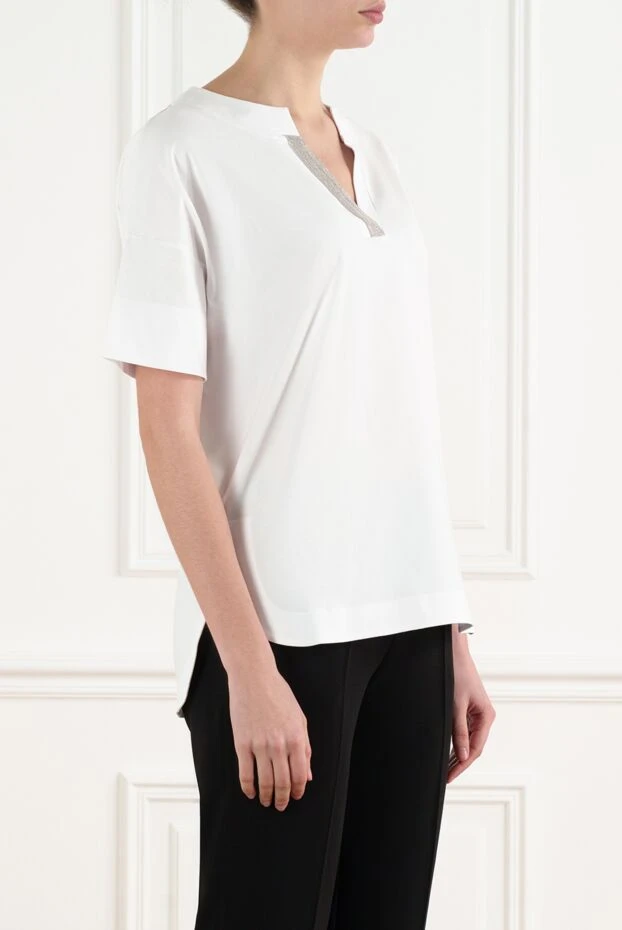 D.Exterior белая блуза женская из хлопка с короткими рукавами 186493 - фото 3