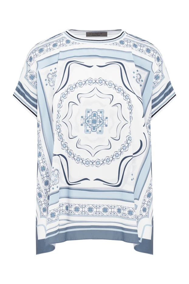 Блуза белая с принтом с короткими рукавами - фото 1