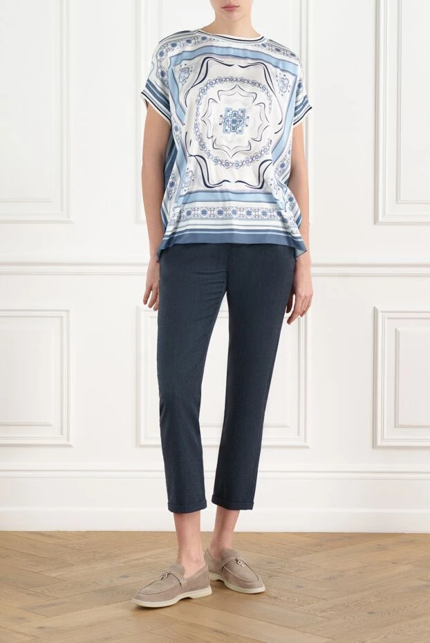 D.Exterior блуза белая с принтом с короткими рукавами 186495 - фото 2