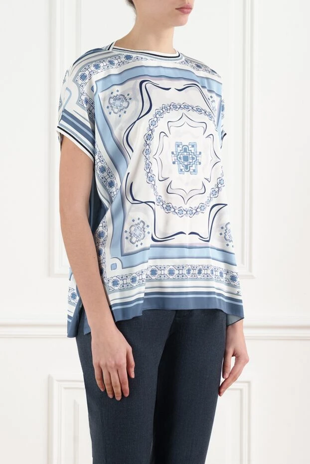 D.Exterior блуза белая с принтом с короткими рукавами 186495 - фото 3