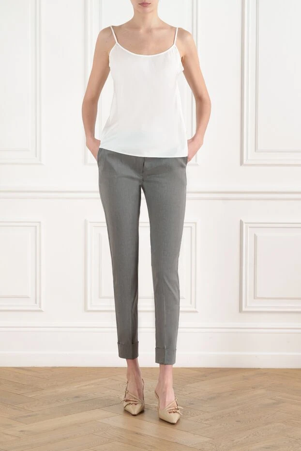D.Exterior женские брюки серые из льна и эластана 186501 - фото 2