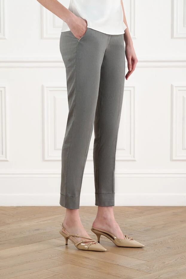 D.Exterior женские брюки серые из льна и эластана 186501 - фото 3