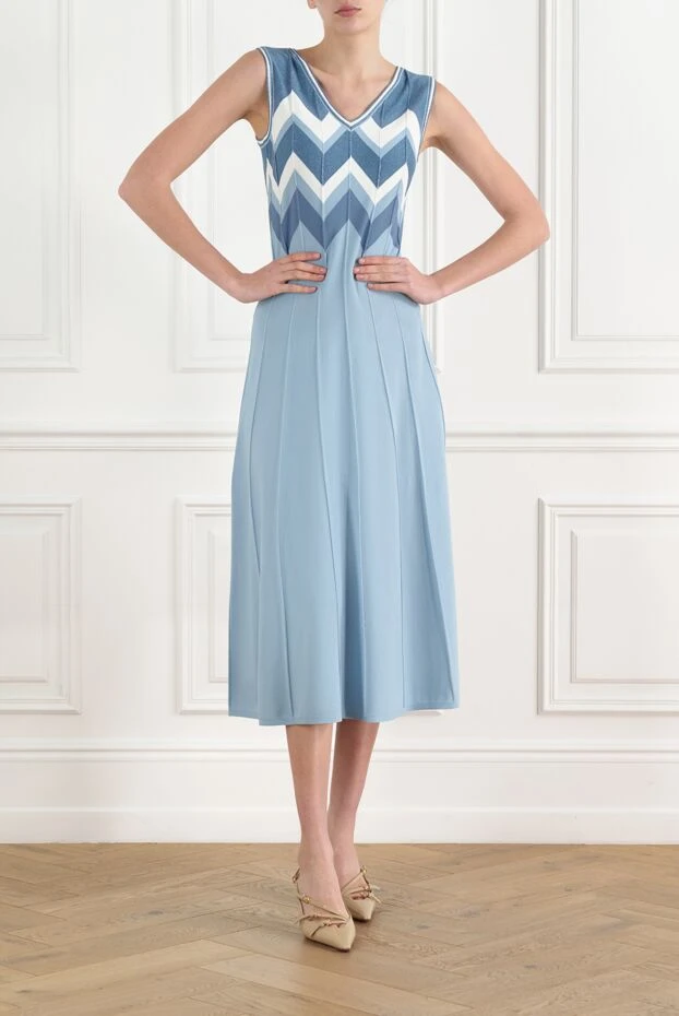 D.Exterior женское платье миди голубое с v-образным вырезом 186502 - фото 2