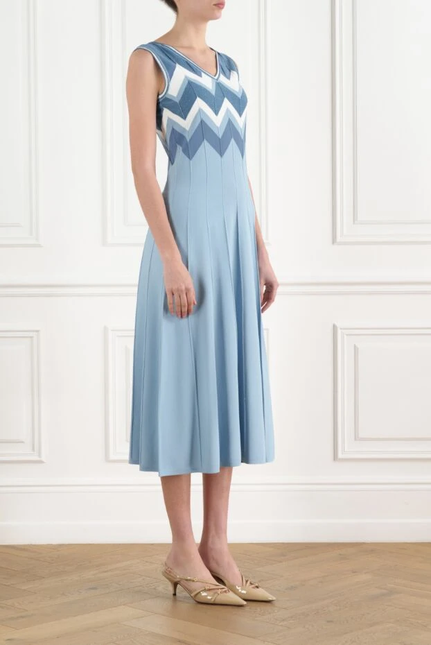 D.Exterior женское платье миди голубое с v-образным вырезом 186502 - фото 3