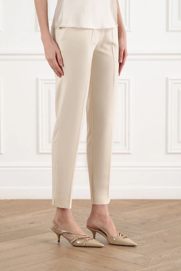 D.Exterior женские бежевые брюки с эластичным поясом 186506 - фото 3