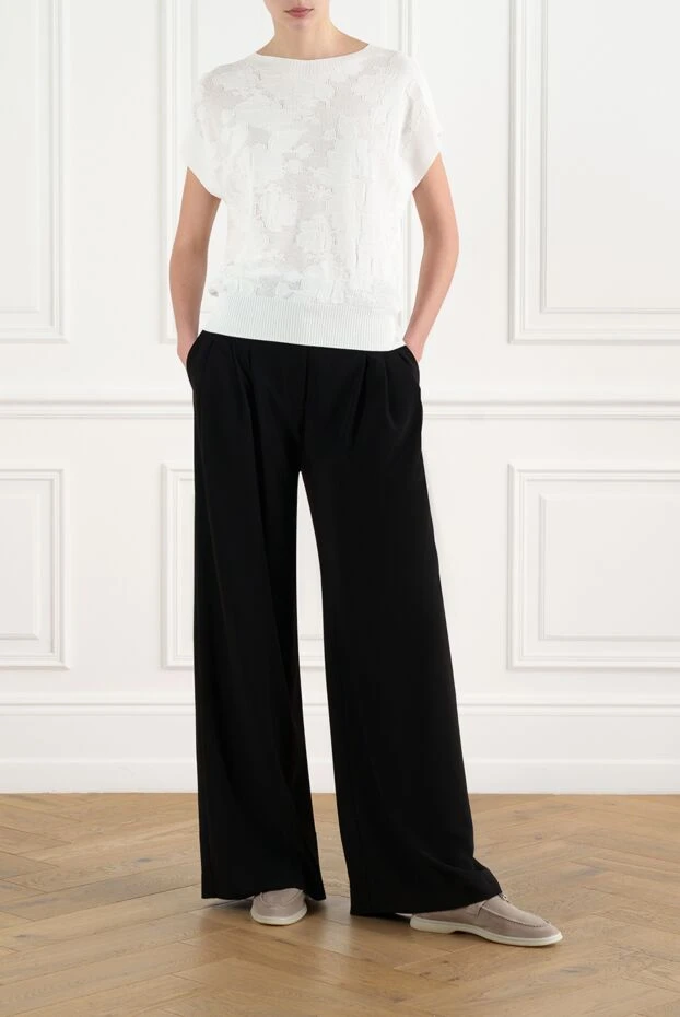 D.Exterior женские брюки черные широкие с эластичным поясом 186508 - фото 2