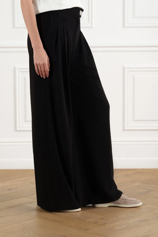 D.Exterior женские брюки черные широкие с эластичным поясом 186508 - фото 3