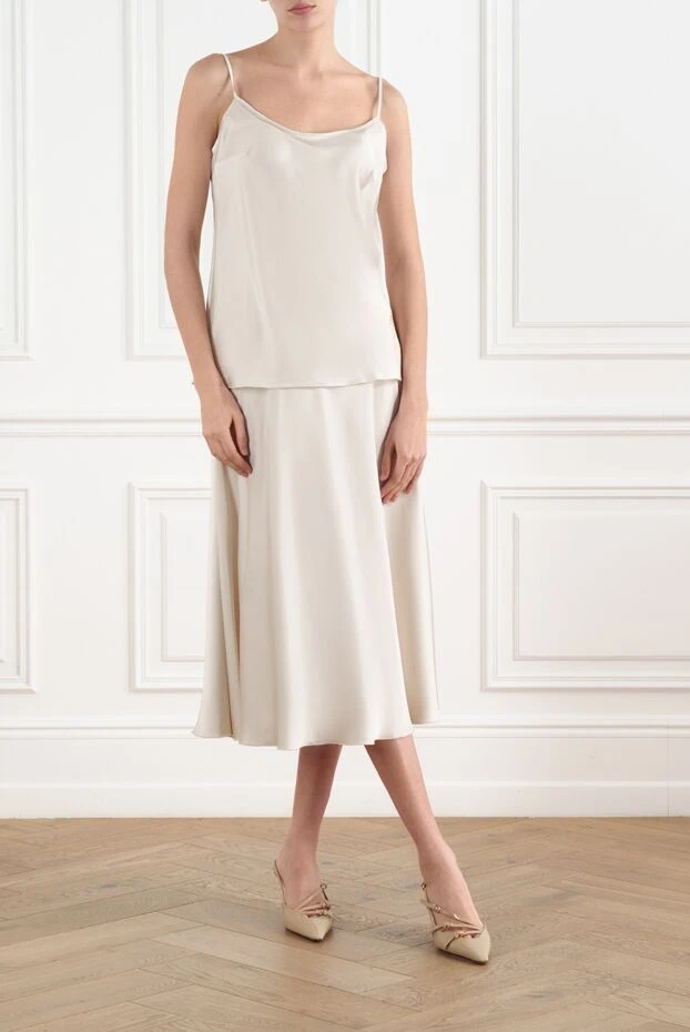 D.Exterior легкий костюм с юбкой с открытыми плечами бежевый 186514 - фото 2