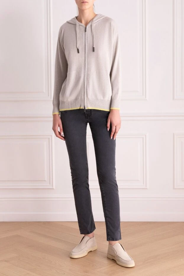 Lorena Antoniazzi серое худи из кашемира на молнии 186515 - фото 2