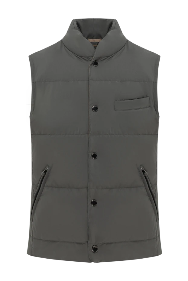 Warm men's vest with buttons, gray - photo 1