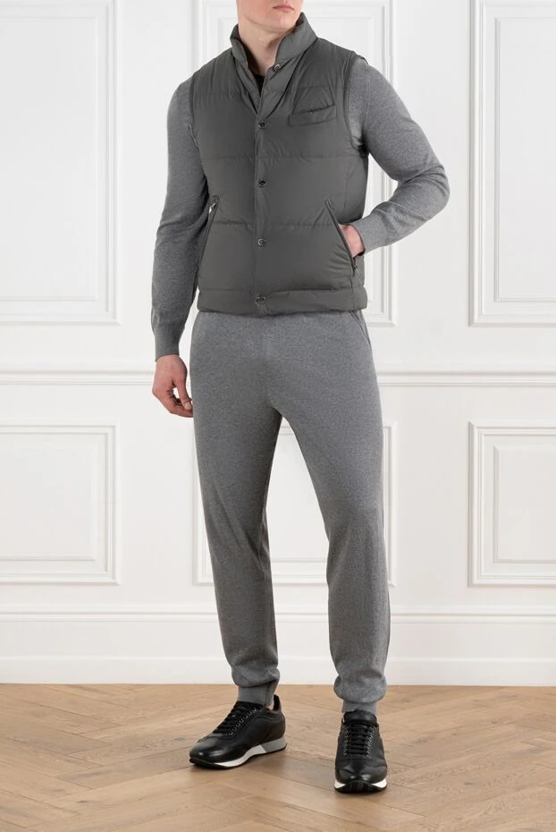Corneliani теплый мужской жилет на кнопках серый 186522 - фото 2