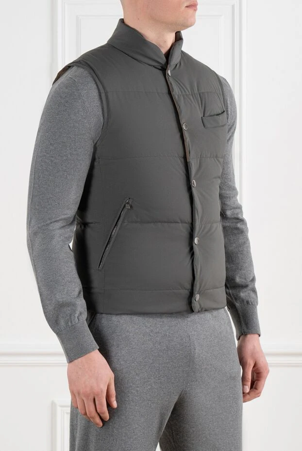 Corneliani теплый мужской жилет на кнопках серый 186522 - фото 3