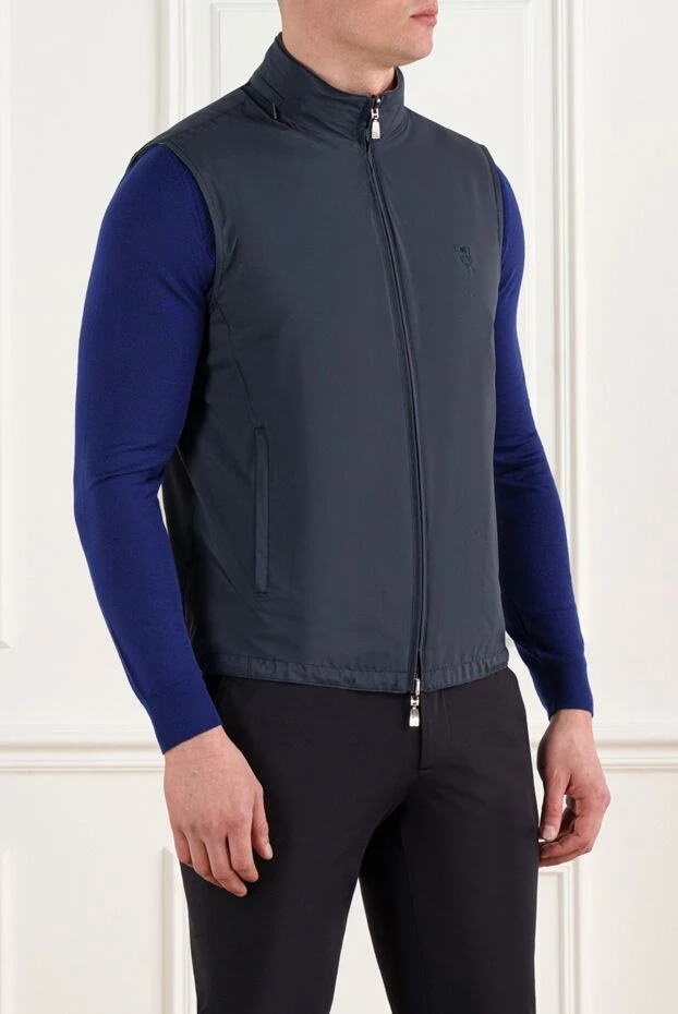 Corneliani сыдырмалы көк ерлер жилеткасы 186523 - фото 3