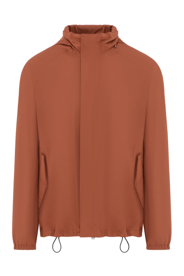 Men's orange jacket with stand collar with zipper - photo 1