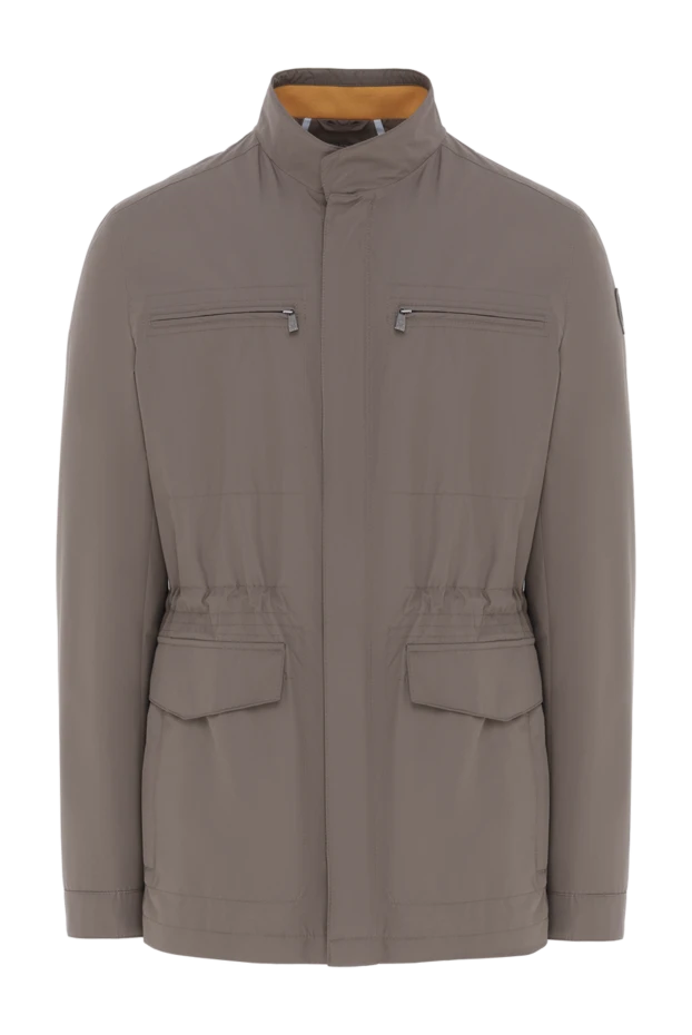 Мужская куртка коричневая с воротником стойкой - фото 1