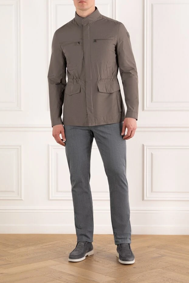 Мужская куртка коричневая с воротником стойкой - фото 2