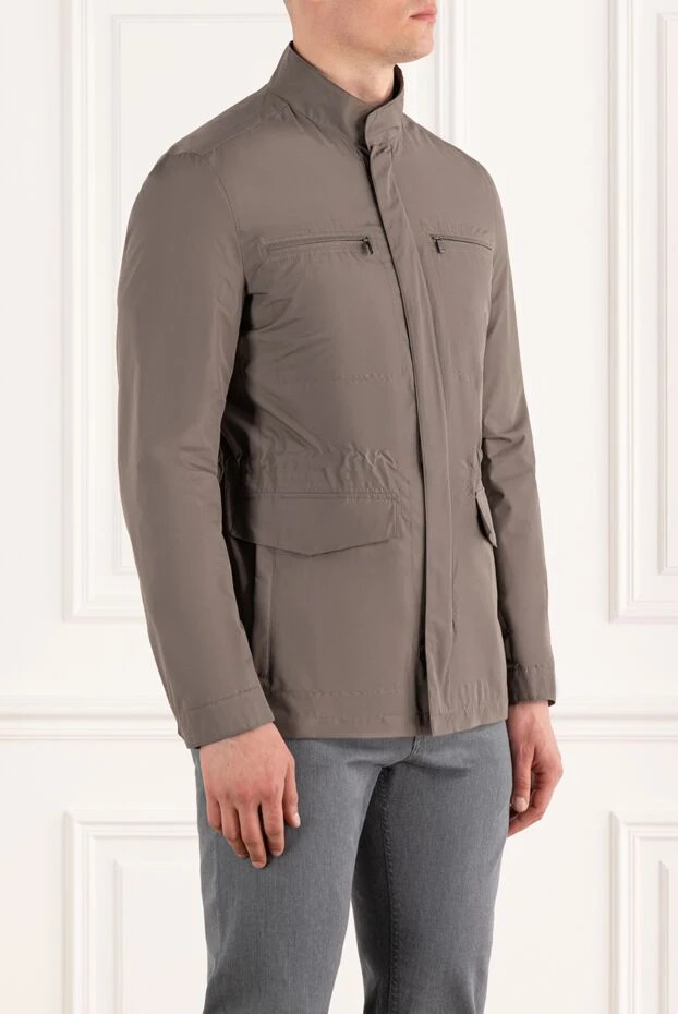 Corneliani мужская куртка коричневая с воротником стойкой 186527 - фото 3