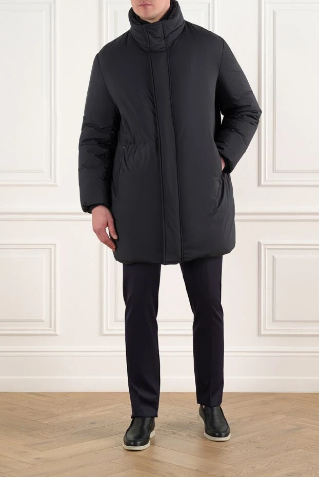 Пуховик мужской средней длины черный - фото 2