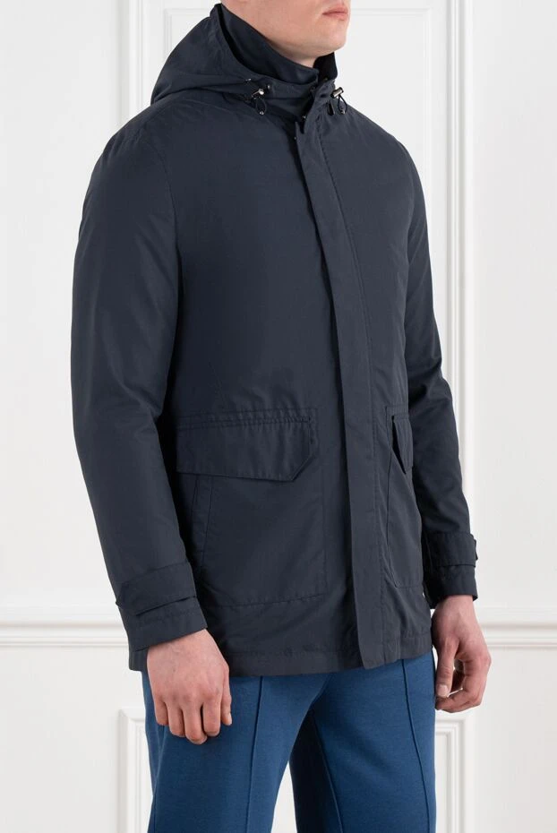 Corneliani класическая  синяя куртка мужская с капюшоном 186533 - фото 3