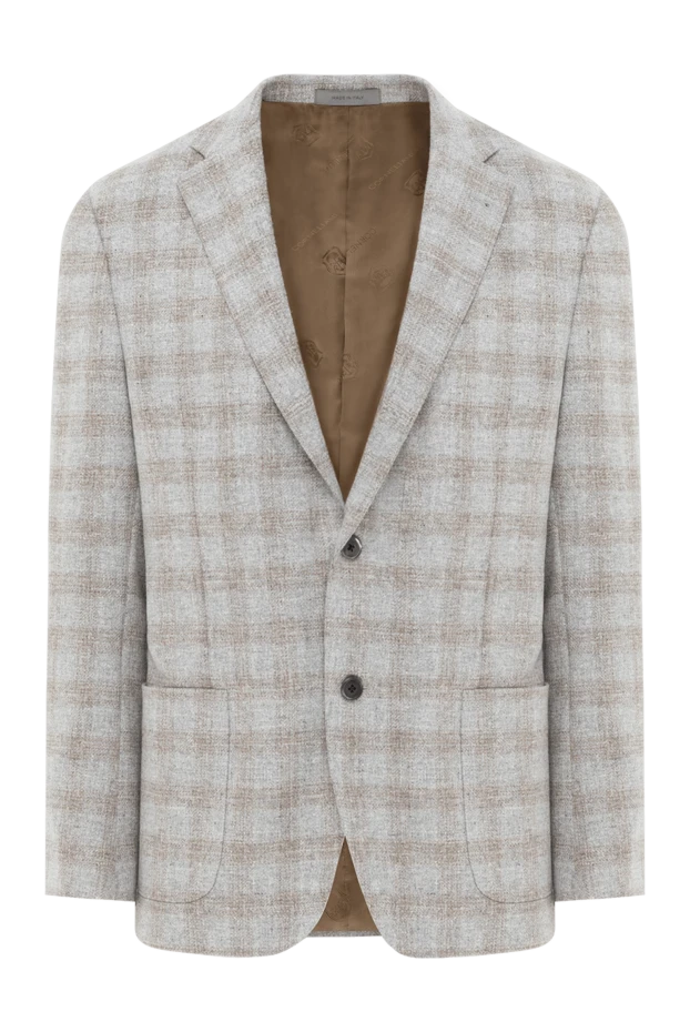 Men's wool and cashmere checkered jacket, gray - photo 1
