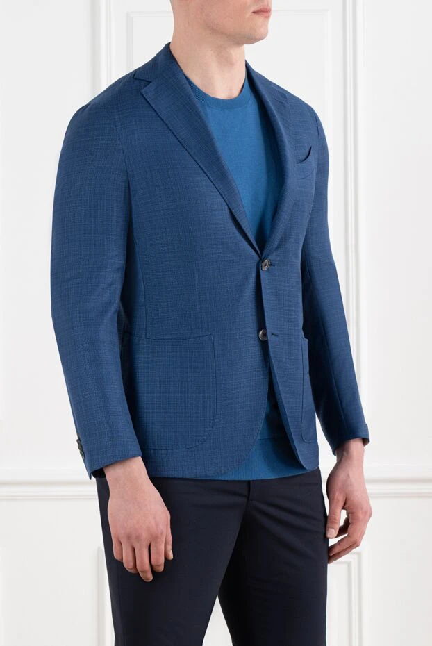 Corneliani көк бір төсті ерлер жүннен жасалған күрте 186540 - фото 3