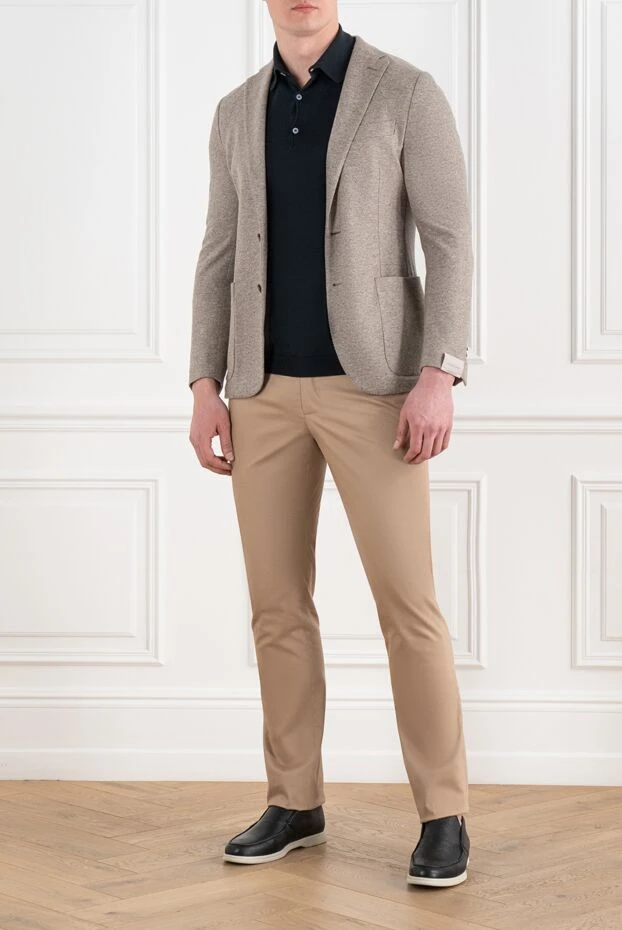 Пиджак бежевый из шести с накладными карманами - фото 2