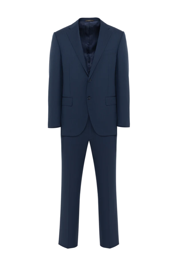 Көк жүннен жасалған стильді ерлер костюмі - фото 1