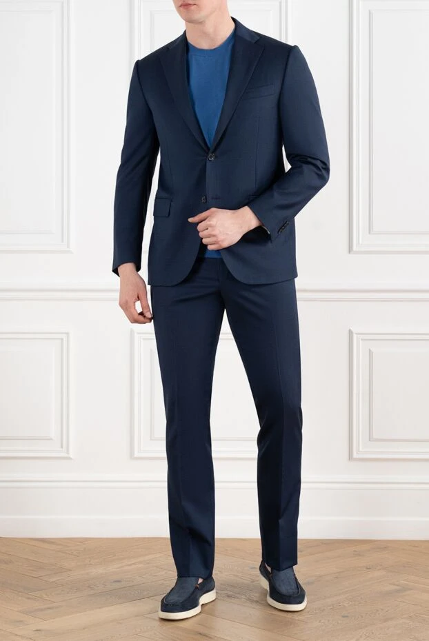 Corneliani көк жүннен жасалған стильді ерлер костюмі 186547 - фото 2