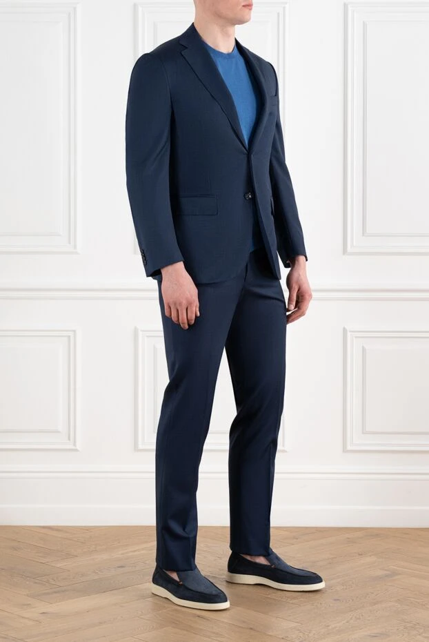 Corneliani стильный мужской костюм синий из шерсти 186547 - фото 3