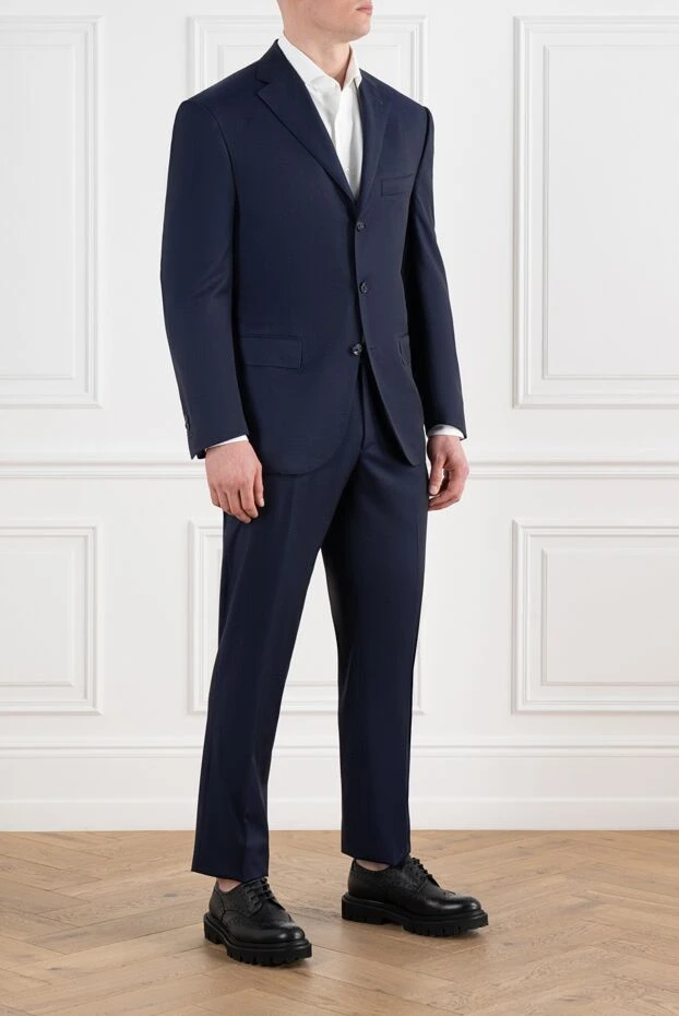 Corneliani классикалық жүннен жасалған ерлер костюмі көк 186548 - фото 3