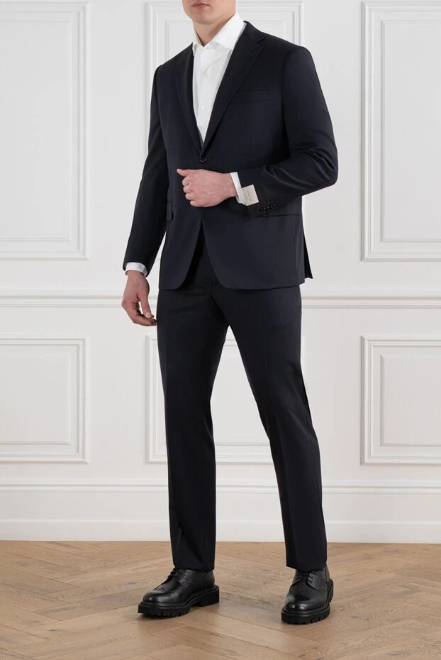 Corneliani ерлерге арналған көк түсті бір төсті жүннен жасалған костюм 186553 - фото 2